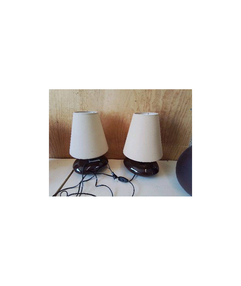 PETITE LAMPE DE CHEVET MARRON ET CRÈME 