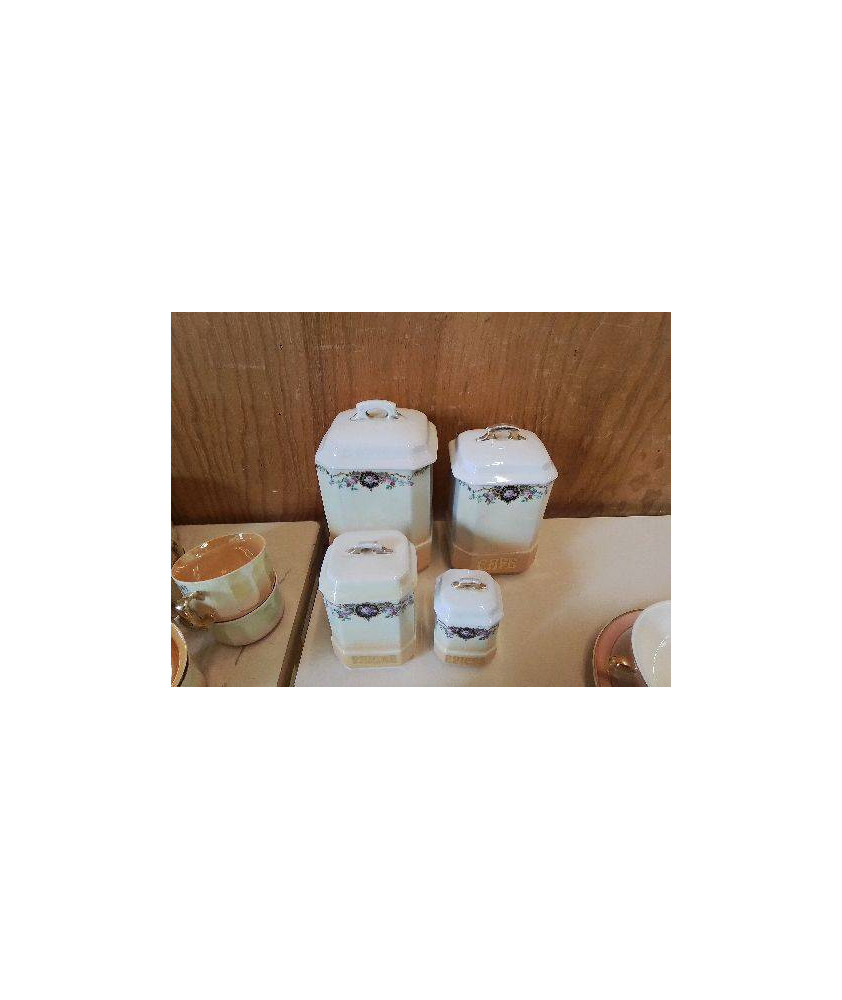 LOT DE 4 POTS À CONDIMENT MOTIF FLORAL 