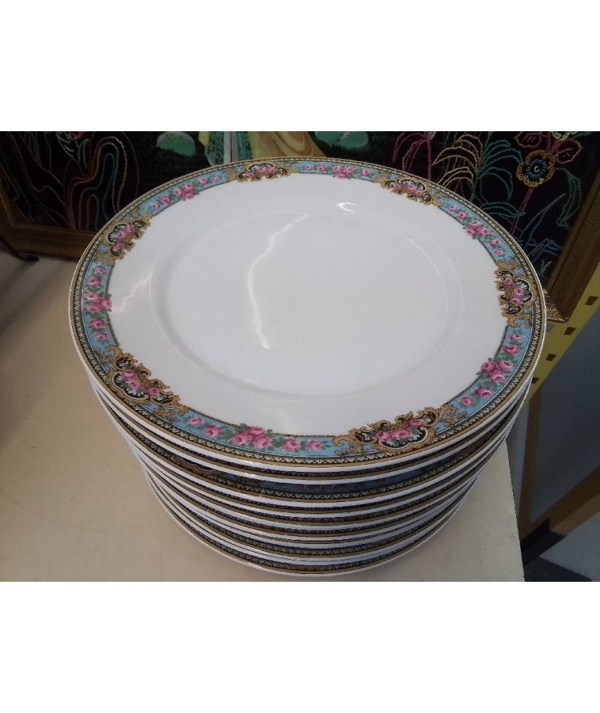LOT D\'ASSIETES PLATES PORCELAINE MOTIF FLORAL