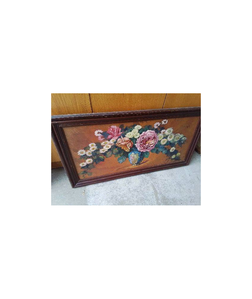 PEINTURE SUR BOIS ’ BOUQUET DE FLEURS’
