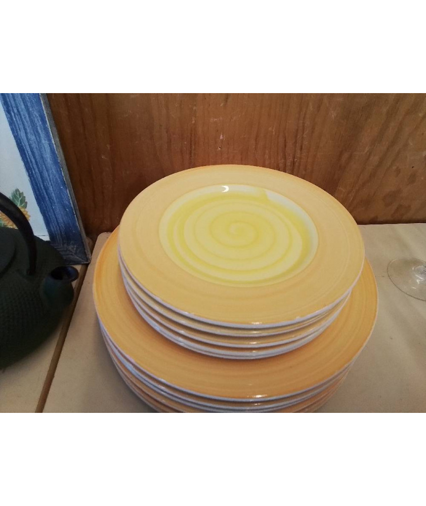 LOT DE 5 ASSIETTES À DESSERT ORANGE 