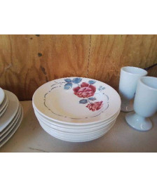 ASSIETTE CREUSE SERGUEMINES MOTIF ROSE