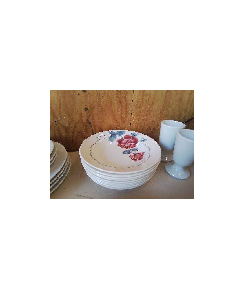 ASSIETTE CREUSE SERGUEMINES MOTIF ROSE