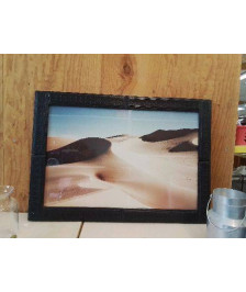 CADRE CUIR NOIR DECORS DESERT 