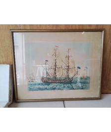 IMPRESSION ENCADRÉ DU VQIXSEAU DU TROISIÈME RANG A LA VOILE 