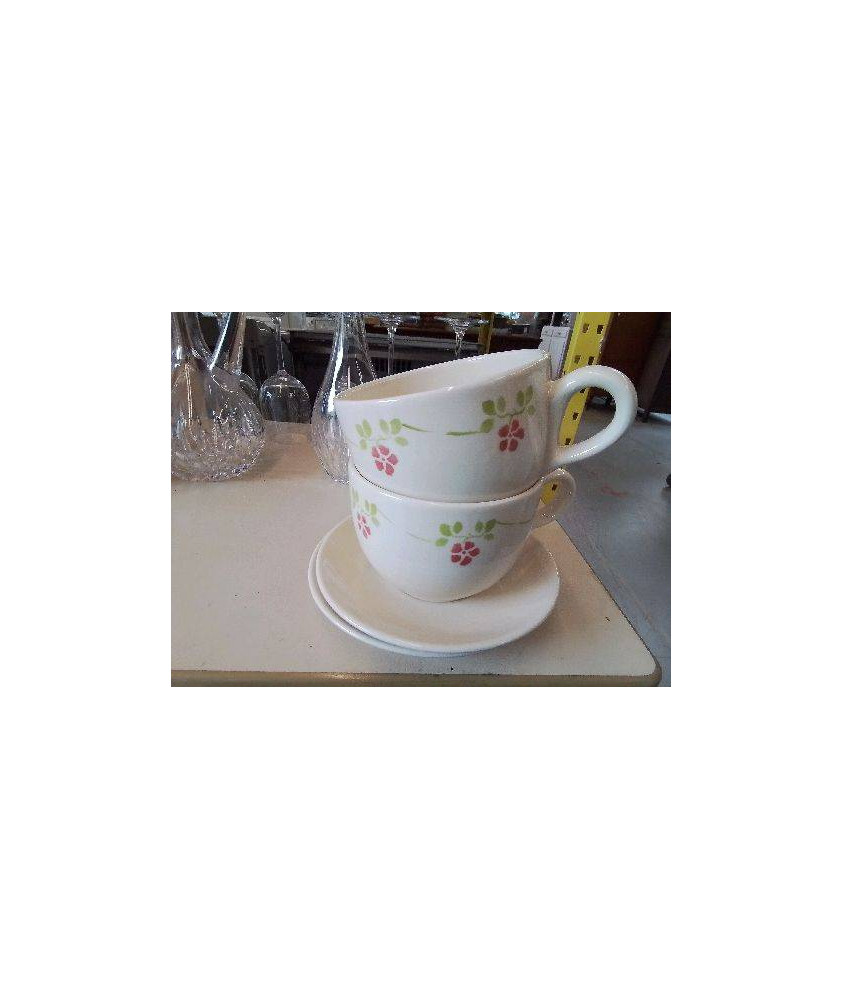 GRANDE TASSE AVEC SOUCOUPE MOTIF FLORAL 