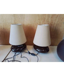 PETITE LAMPE DE CHEVET MARRON ET CRÈME 