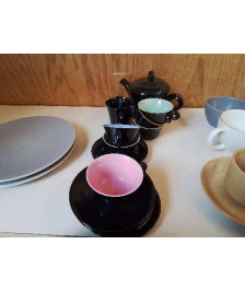 SERVICE À CAFÉ NOIR COLORÉ 