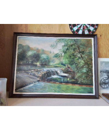 GRAND TABLEAU PAYSAGE DE RIVIÈRE 