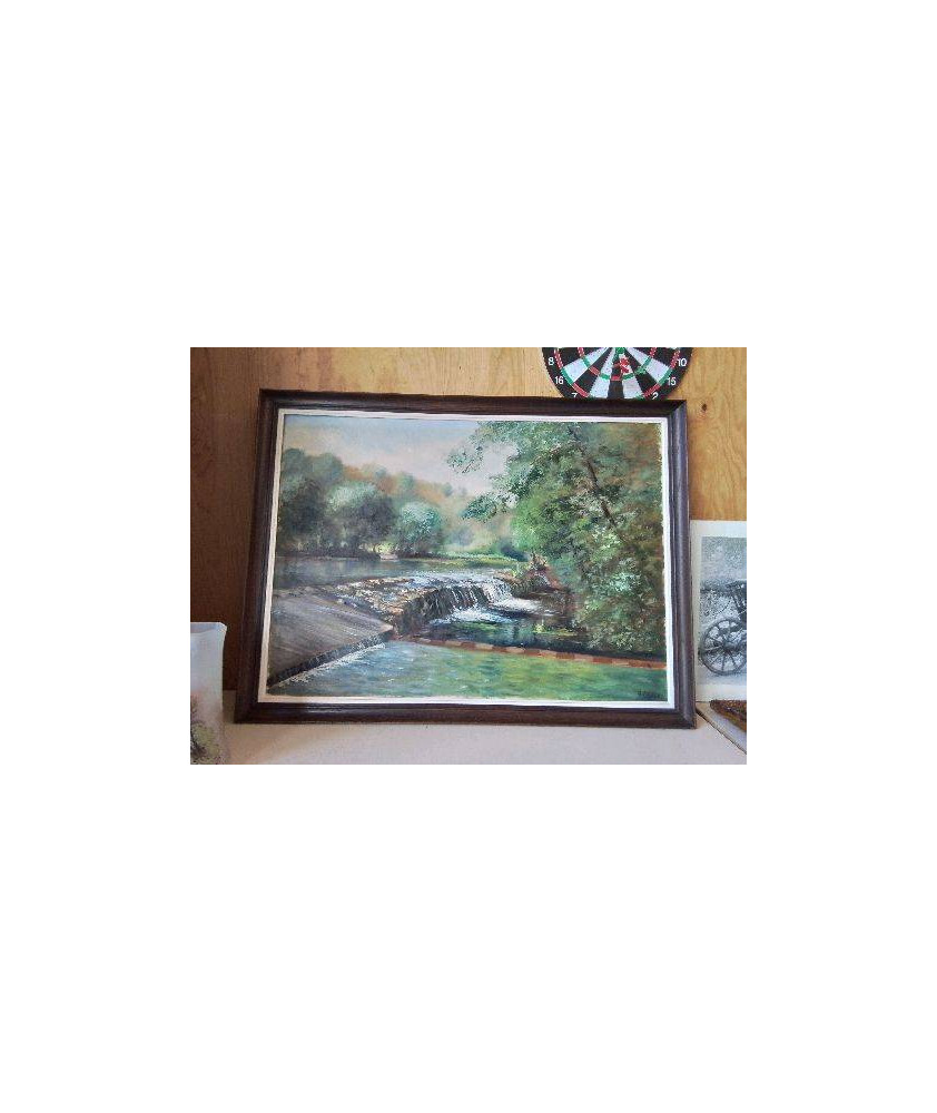 GRAND TABLEAU PAYSAGE DE RIVIÈRE 