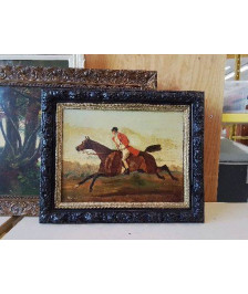 CADRE NOIR PEINTURE SCÈNE DE CHASSE 