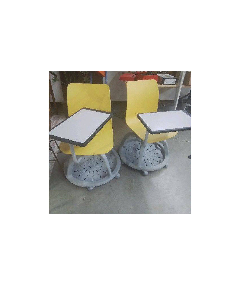 CHAISE JAUNE AVEC TABLETTE 