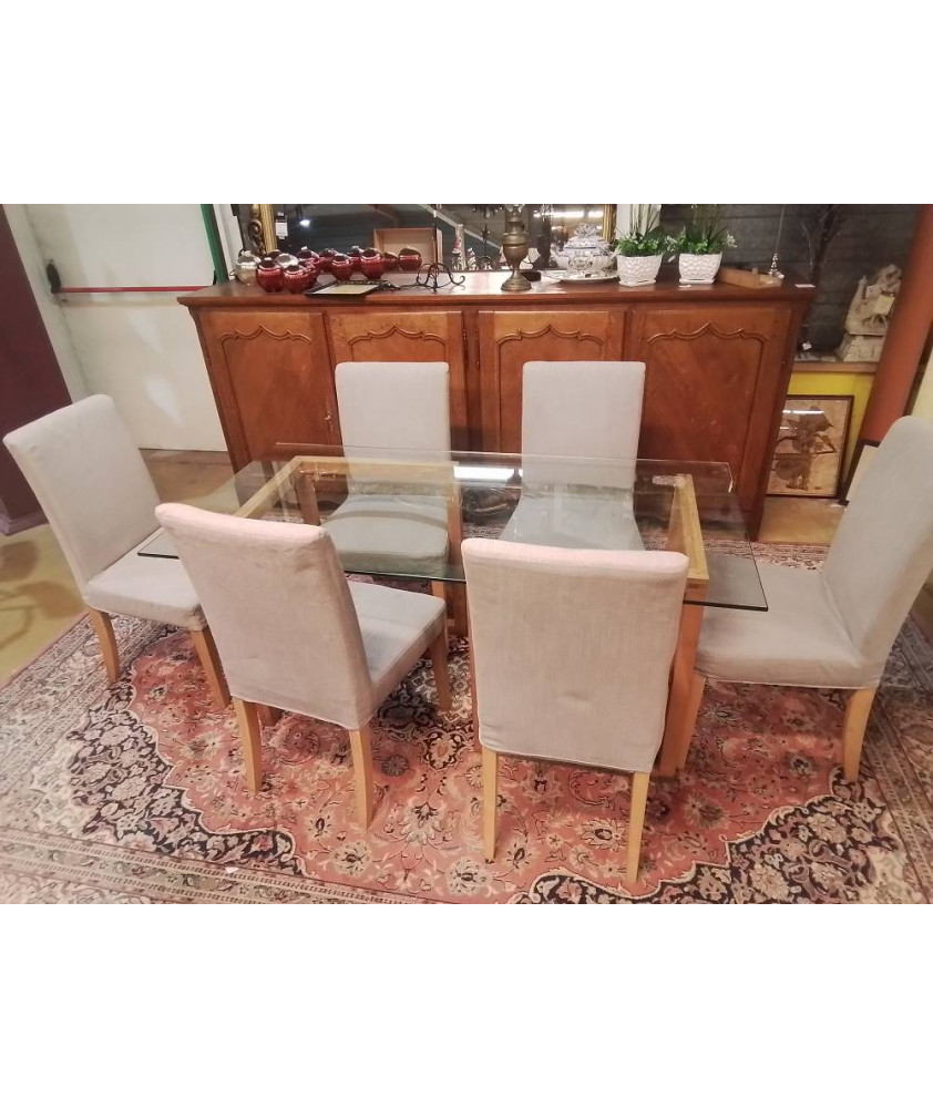LOT 6 CHAISES TISSU 