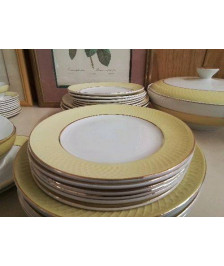 LOT DE 6 ASSIETTES À DESSERT JAUNE ET DORÉ 