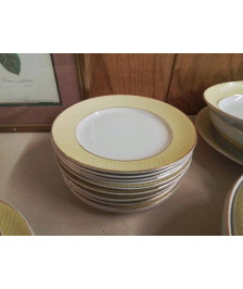 LOT DE 6 ASSIETTES PLATES JAUNE ET DORÉ 