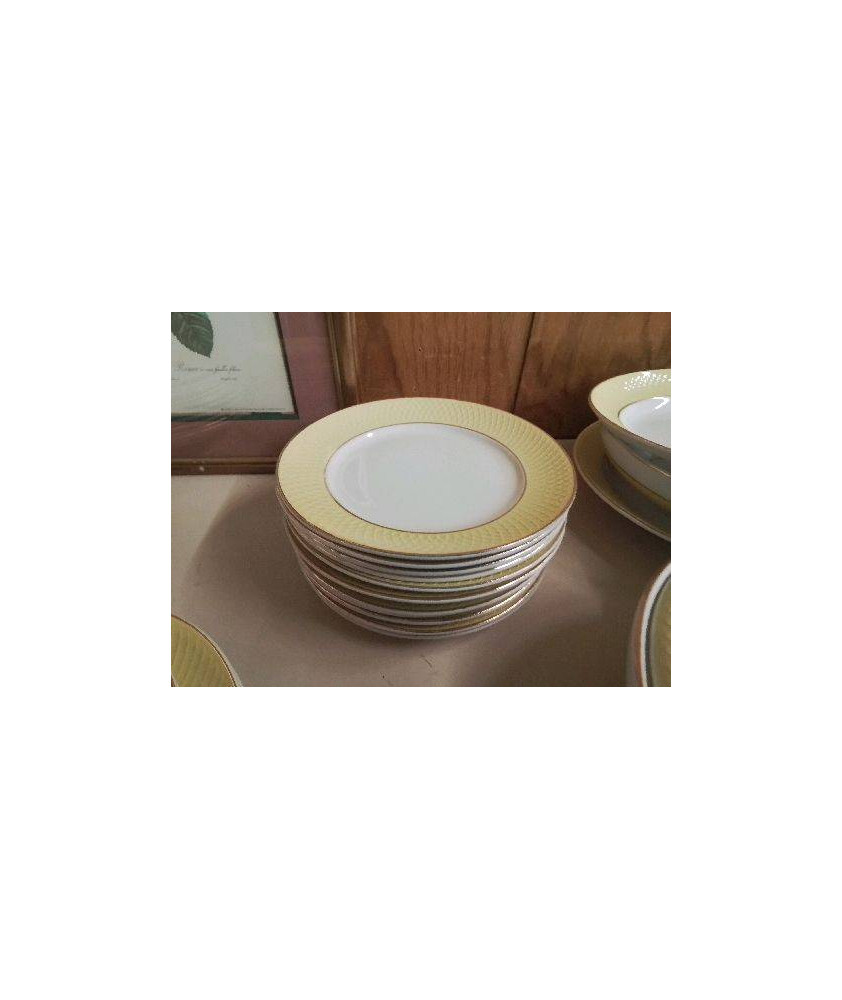 LOT DE 6 ASSIETTES PLATES JAUNE ET DORÉ 