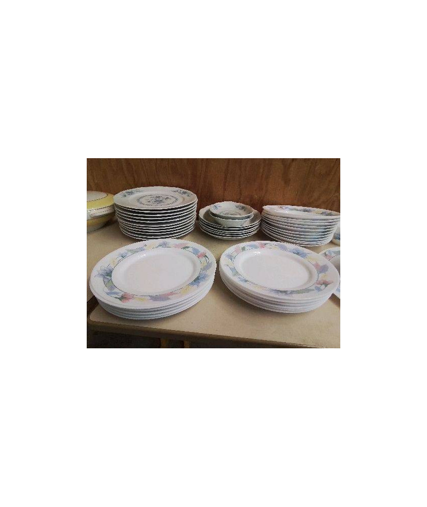 LOT DE 6 ASSIETTES PLATES ARCOPAL MOTIF FLORAL 