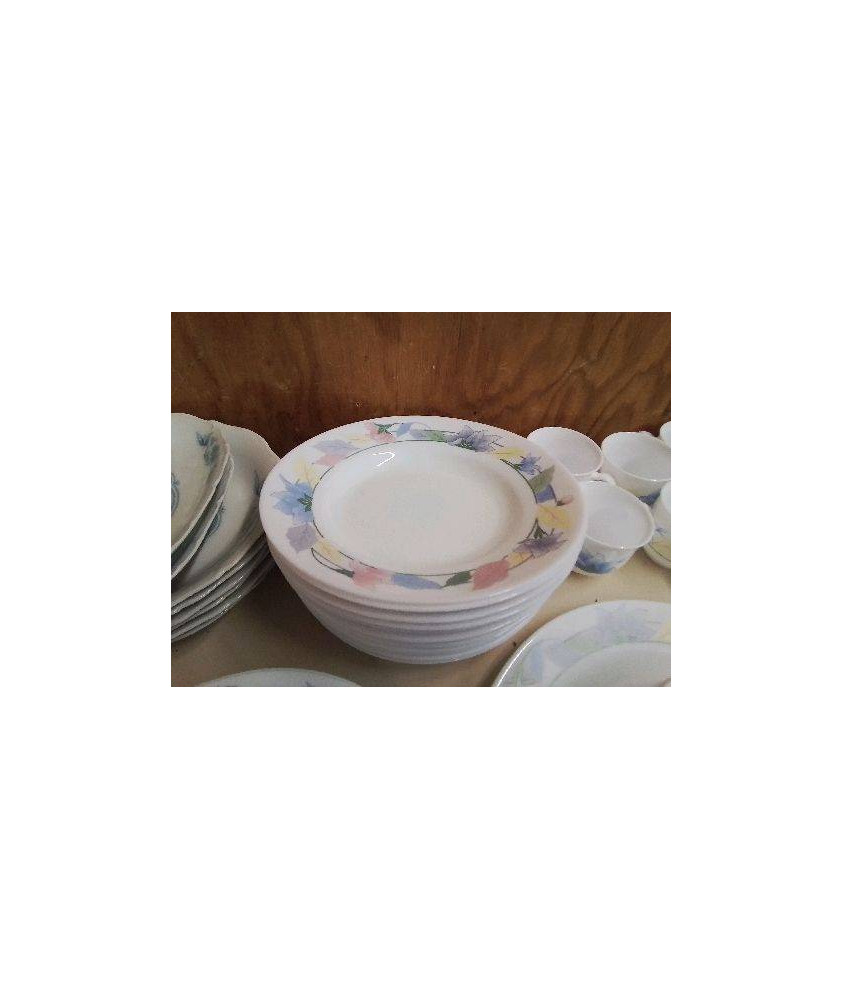 LOT DE 6 ASSIETTES CREUSES ARCOPAL MOTIF FLORAL 