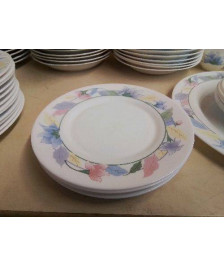 LOT DE 6 ASSIETTES À DESSERT ARCOPAL MOTIF FLORAL 
