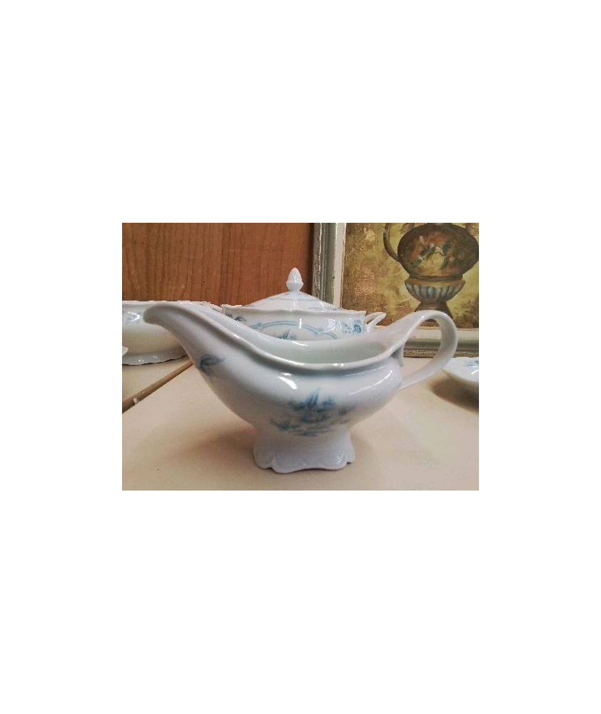 SAUCIÈRE EN PORCELAINE MOTIF FLORAL BLEU 