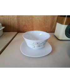 SAUCIÈRE BLANCHE MOTIF FLORAL PORCELAINE 