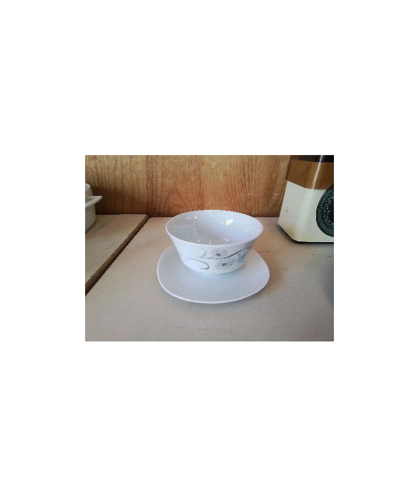 SAUCIÈRE BLANCHE MOTIF FLORAL PORCELAINE 
