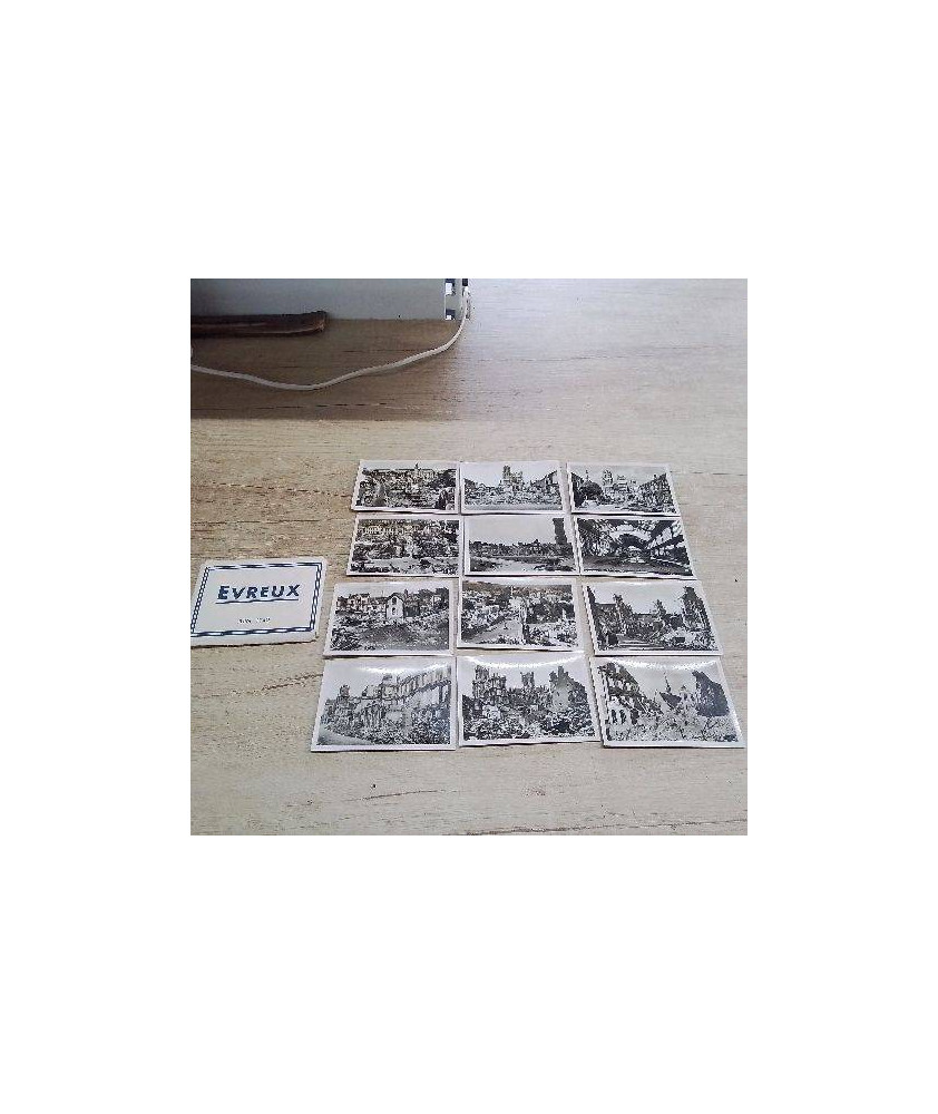 POCHETTE 12 MINI CARTES EVREUX BOMBARDÉ JUIN 1940