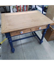 BUREAU 1 TIROIR BLEU BOIS NATUREL