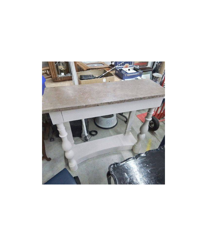 CONSOLE 1 TIROIR GRISE DESSUS MARBRE
