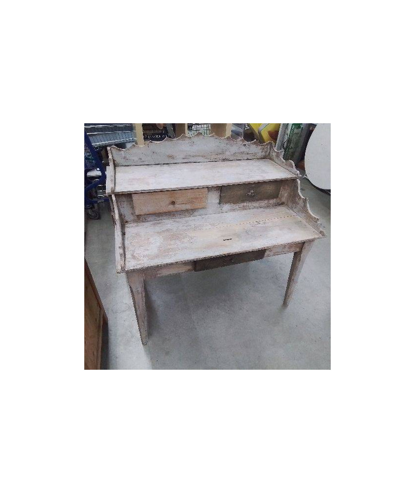 BUREAU 3 TIROIRS CERUSE