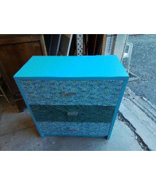 PETITE COMMODE BLEU MOTIF FLORAL 