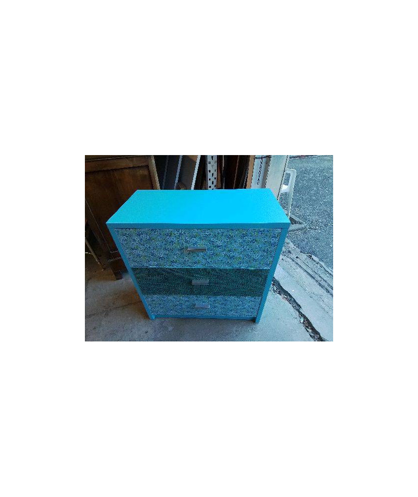 PETITE COMMODE BLEU MOTIF FLORAL 