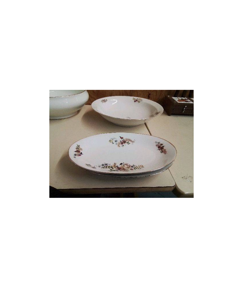 PAIRE DE RAVIER PORCELAINE MOTIF FLORAL 