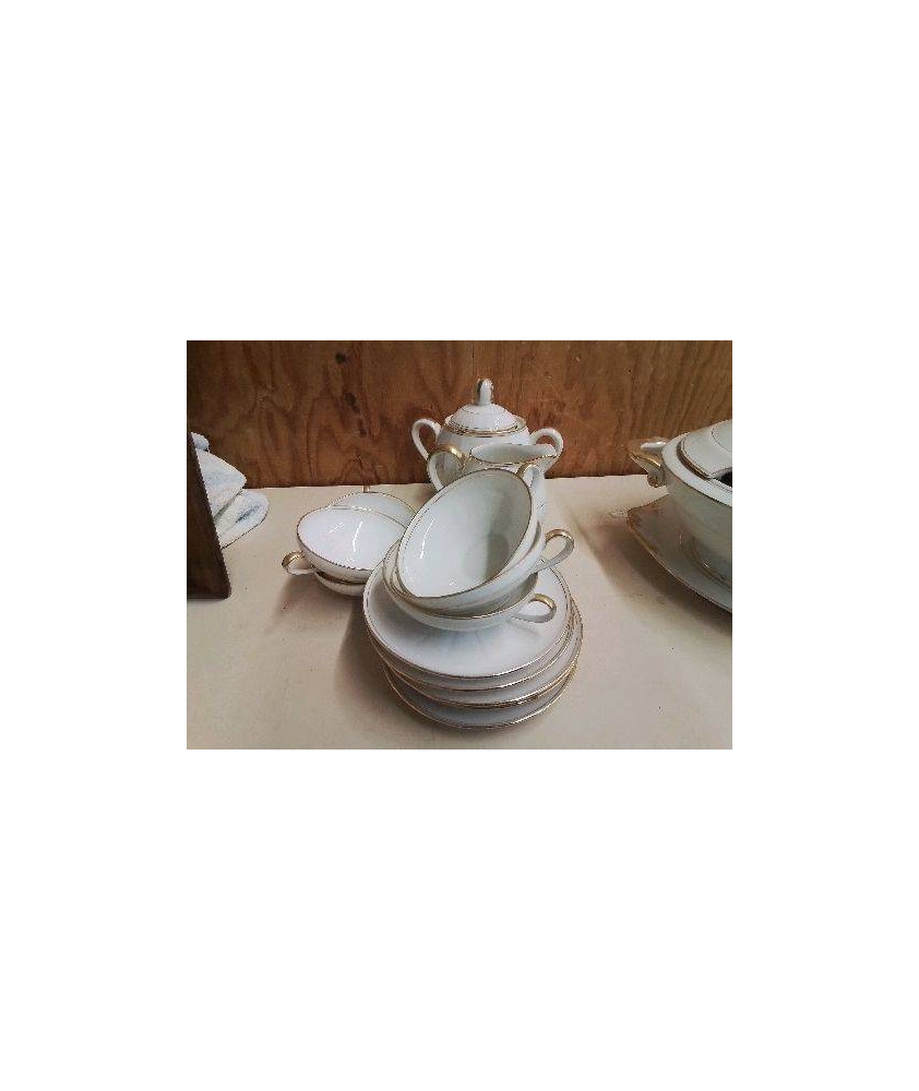 SERVICE À CAFÉ PORCELAINE BORDURE DORÉ 