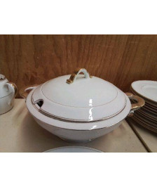 SOUPIÈRE PORCELAINE BORDURE DORÉ 
