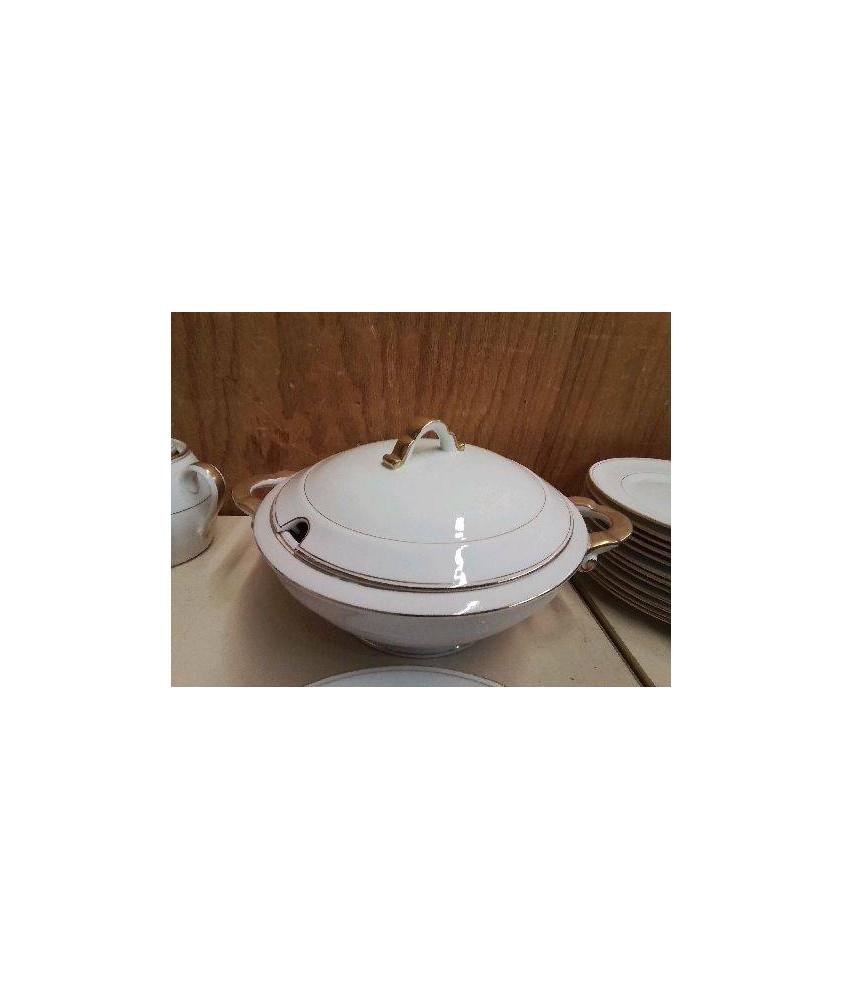 SOUPIÈRE PORCELAINE BORDURE DORÉ 