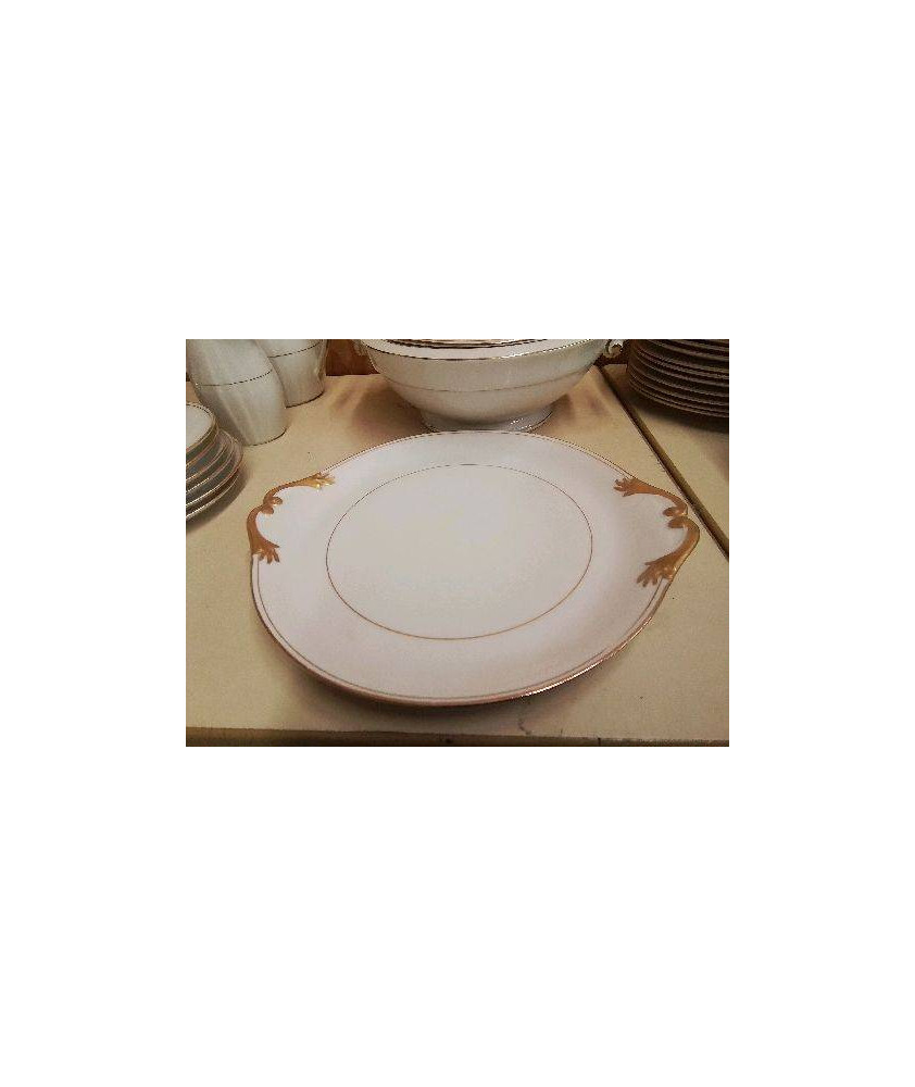 PLAT PORCELAINE BORDURE DORÉ 