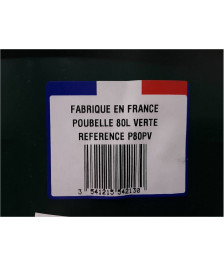 POUBELLE 80L AVEC COUVERCLE QUALITE FRANCE (P80PV)