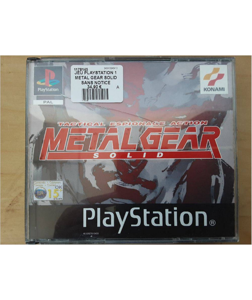 JEU PLAYSTATION 1 METAL GEAR SOLID COMPLET JEU PLAYSTATION 1 METAL GEAR SOLID COMPLET