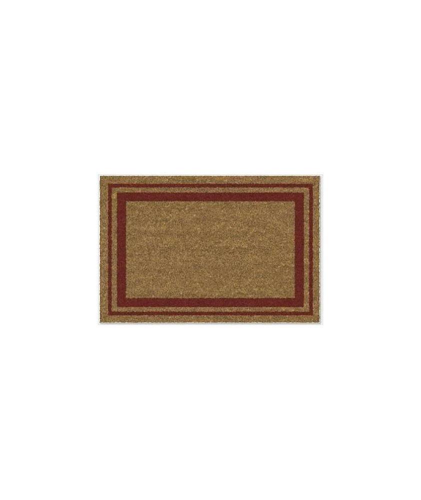 TAPIS COCO BORDURES ROUGE NATUREL/PVC 40X60CM